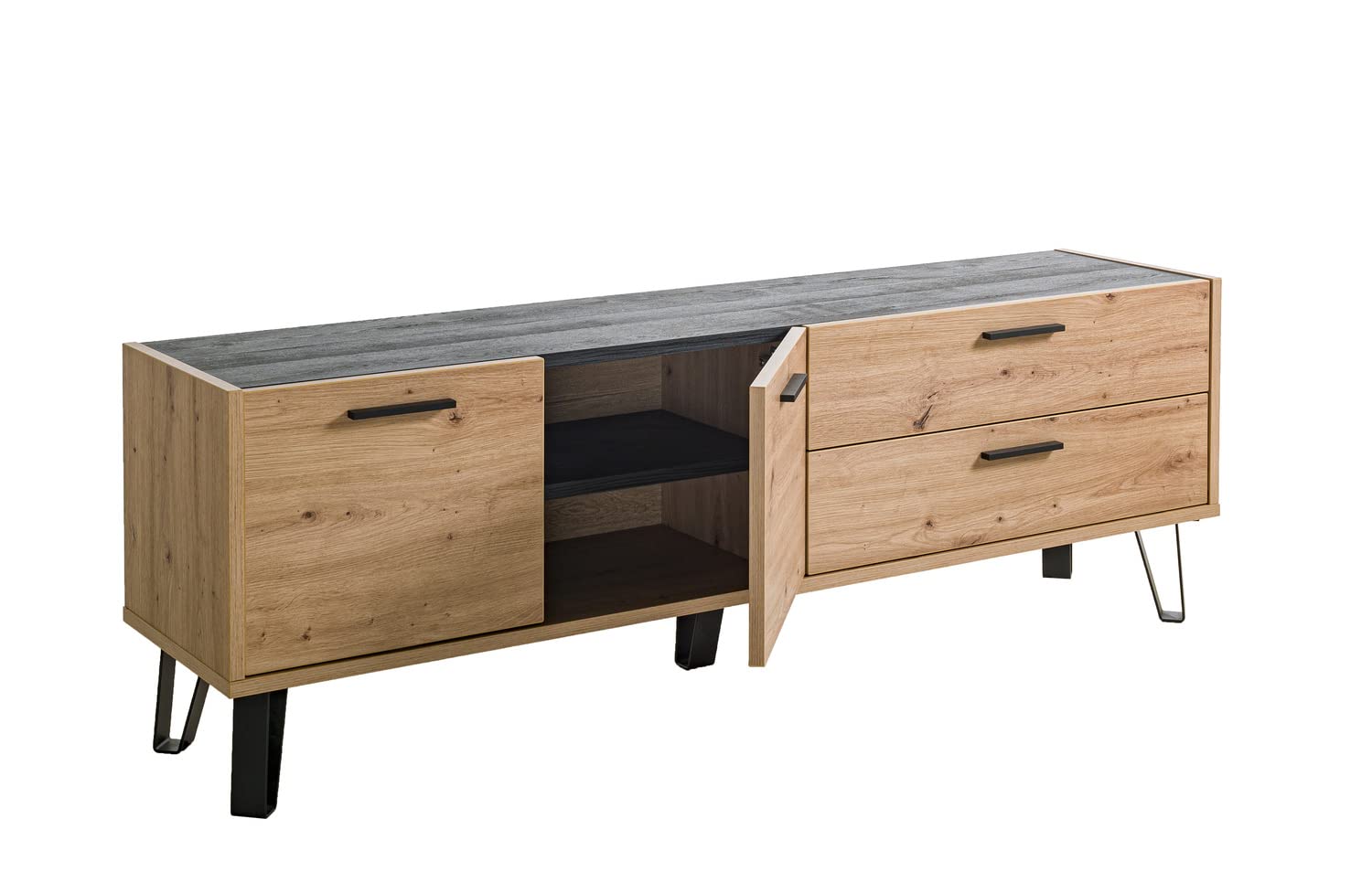 Composad Vitruvia Mobile Porta Tv 180 cm Rovere Nero 2 Cassetti