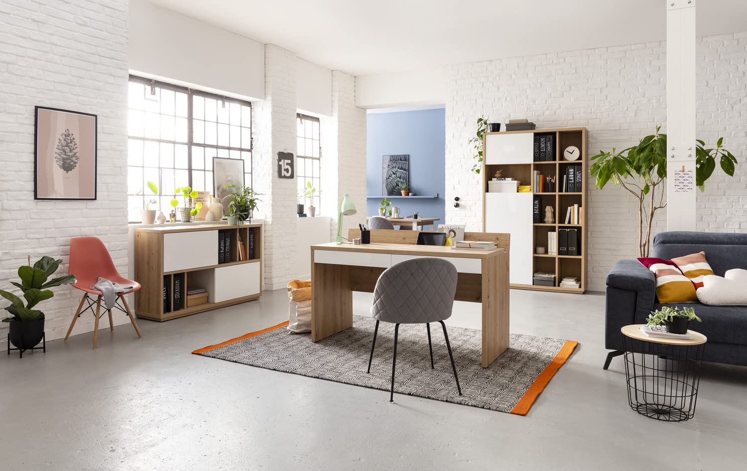 Composad Collegio ufficio completo 3 mobili rovere bianco