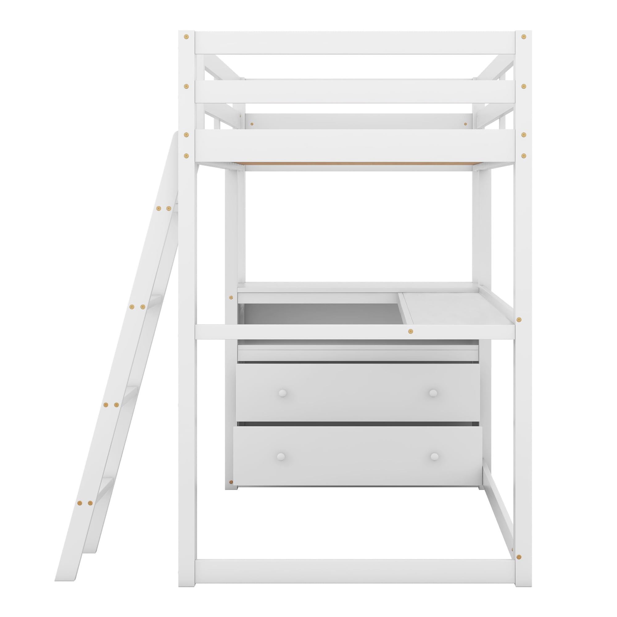 Dolamaní Letto a soppalco 90x200 bianco con scrivania e cassetti
