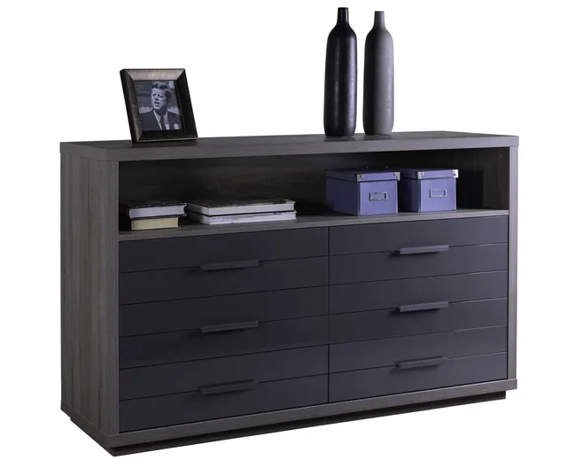 Composad cassettiera 6 cassetti e vano rovere e grigio