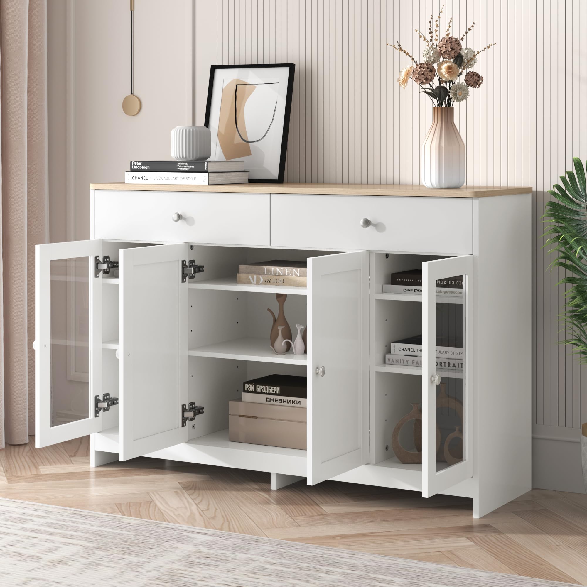 Dolamaní credenza bianca 120 cm 2 cassetti 4 ante