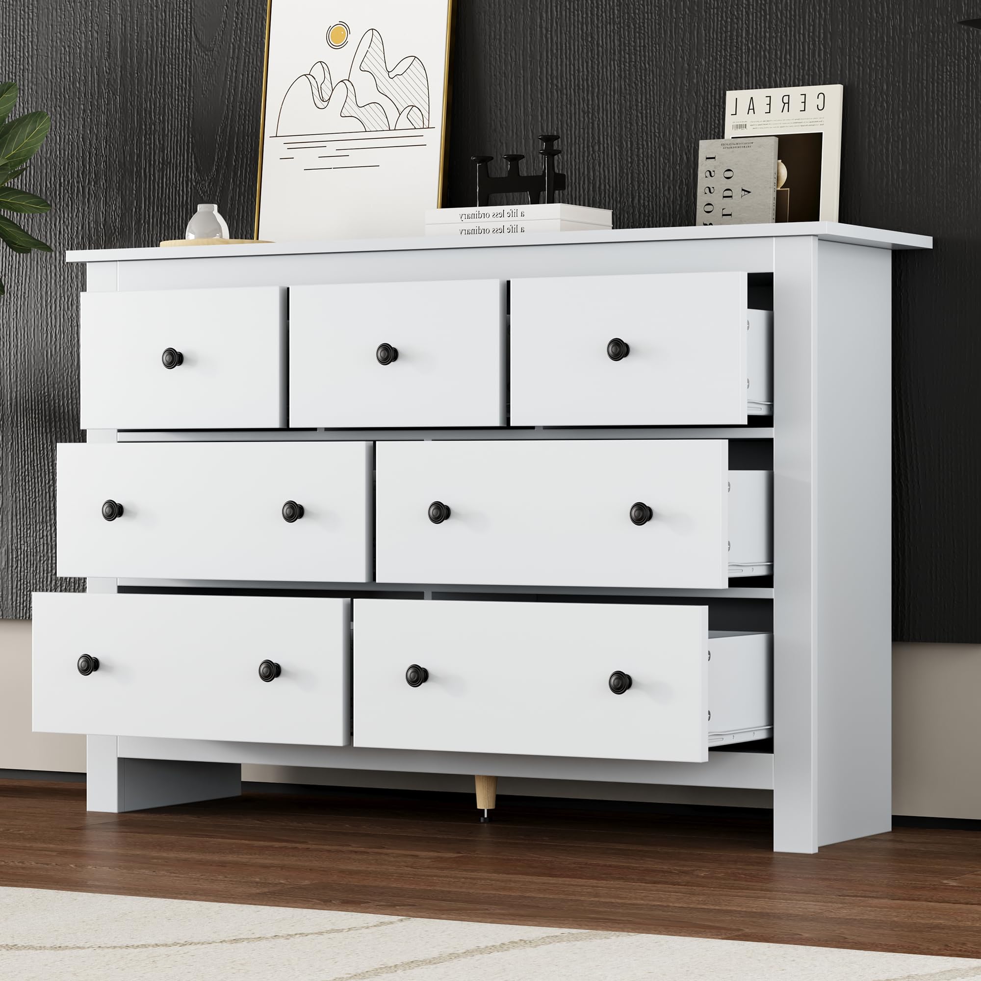 Dolamaní Cassettiera 7 Cassetti Bianco 152x40x89 cm