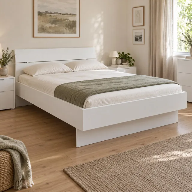 Composad Letto Matrimoniale alla Francese Bianco Laccato 162x217 cm