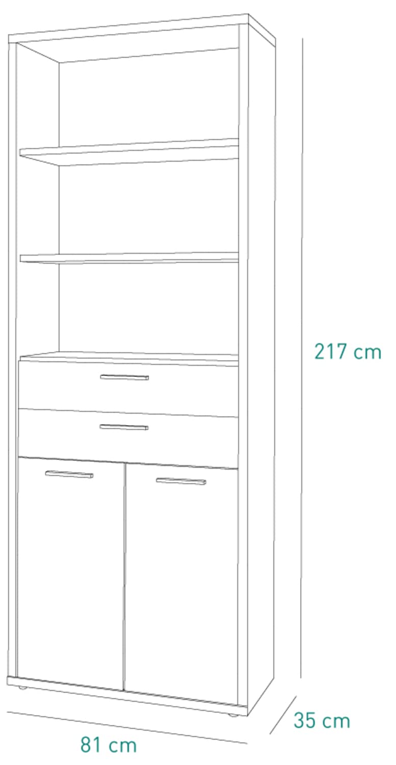 Composad Davinci Libreria 2 Ante 2 Cassetti 3 Vani Rovere Nero