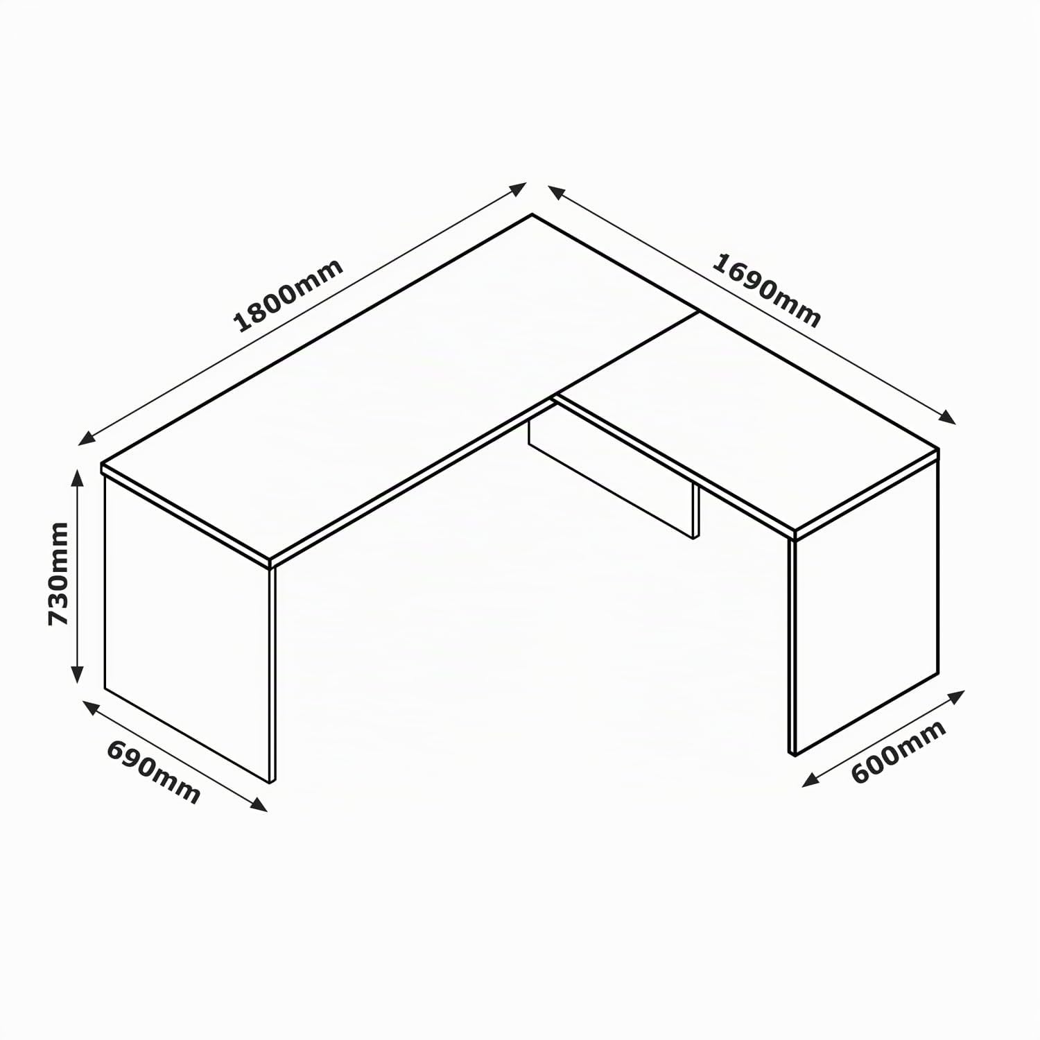 Composad Disegno Set Ufficio Scrivania Angolare Bianco 2 Pezzi
