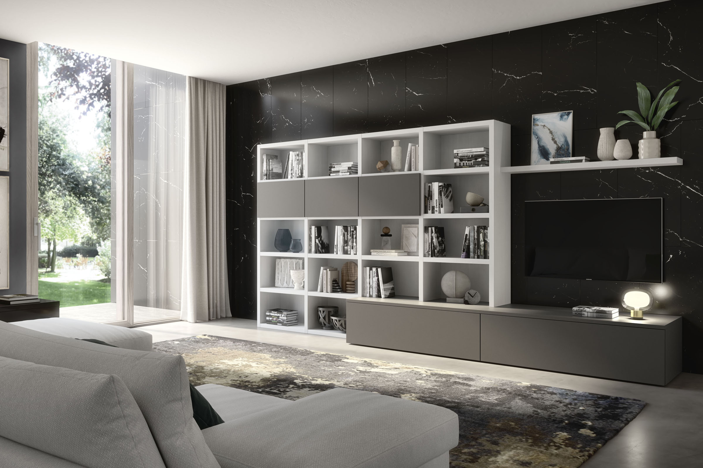 S75 Noemi Libreria Olmo Bianco L 304 cm