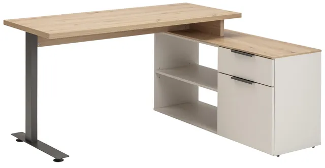 Composad Pronto scrivania angolare anta cassetto grigio rovere