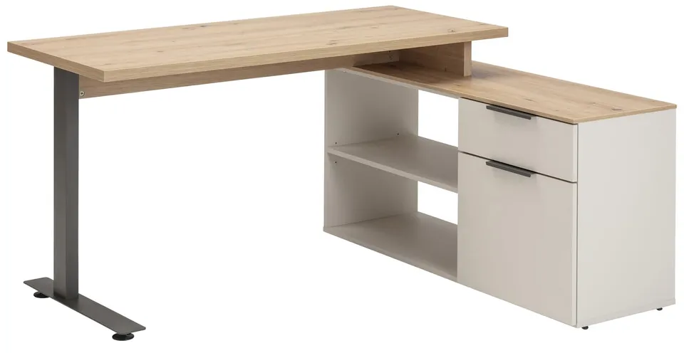 Composad Pronto scrivania angolare anta cassetto grigio rovere