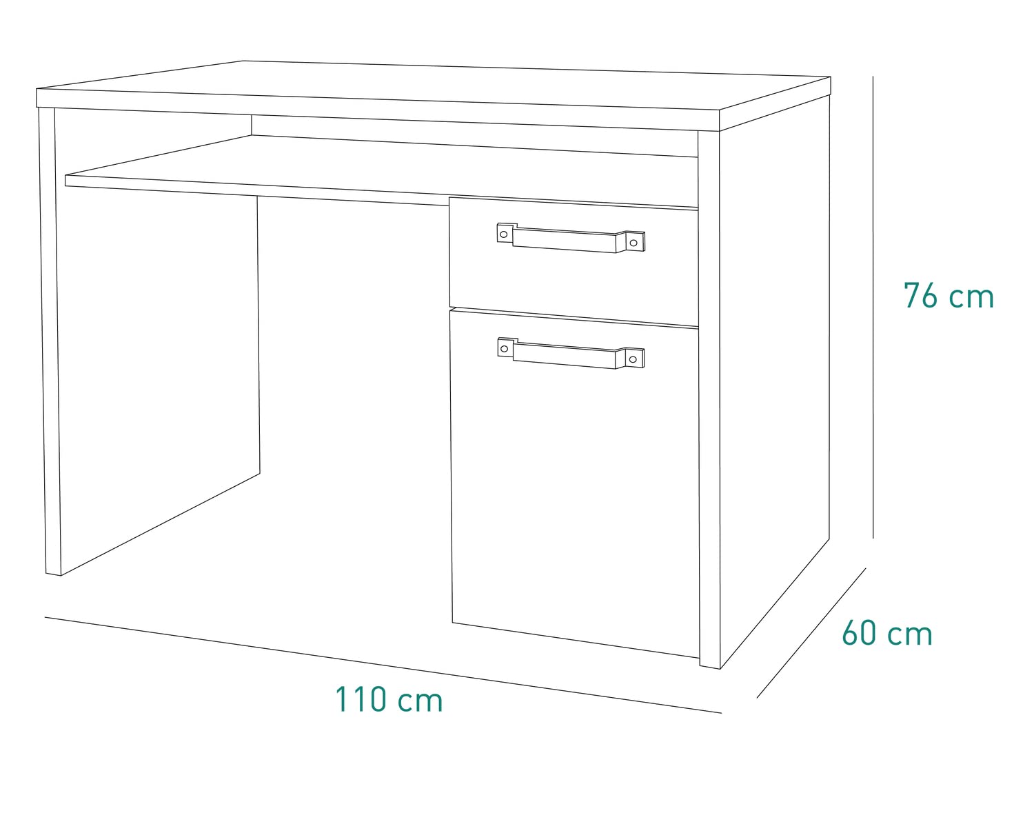 Composad LaFabrica Scrivania 1 Cassetto Rovere Grigio 110 cm