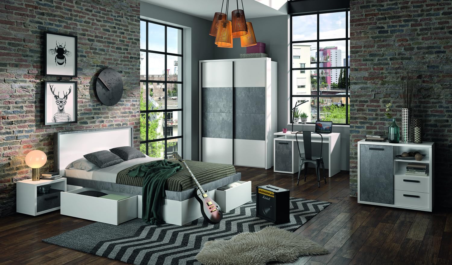COMPOSAD Velata Scrivania 1 Anta 2 Vani Bianco Rovere