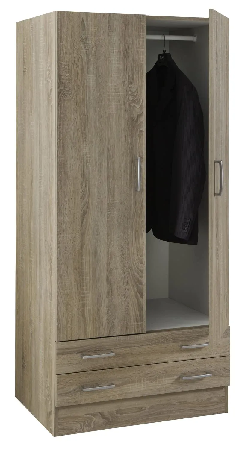 Composad Facile Armadio 2 Ante 2 Cassetti Rovere Sonoma 82x184 cm