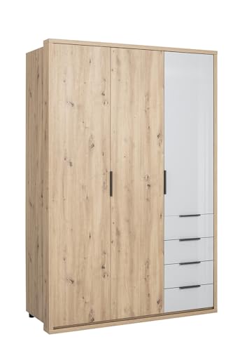 Composad Velata armadio 3 ante 4 cassetti rovere e grigio