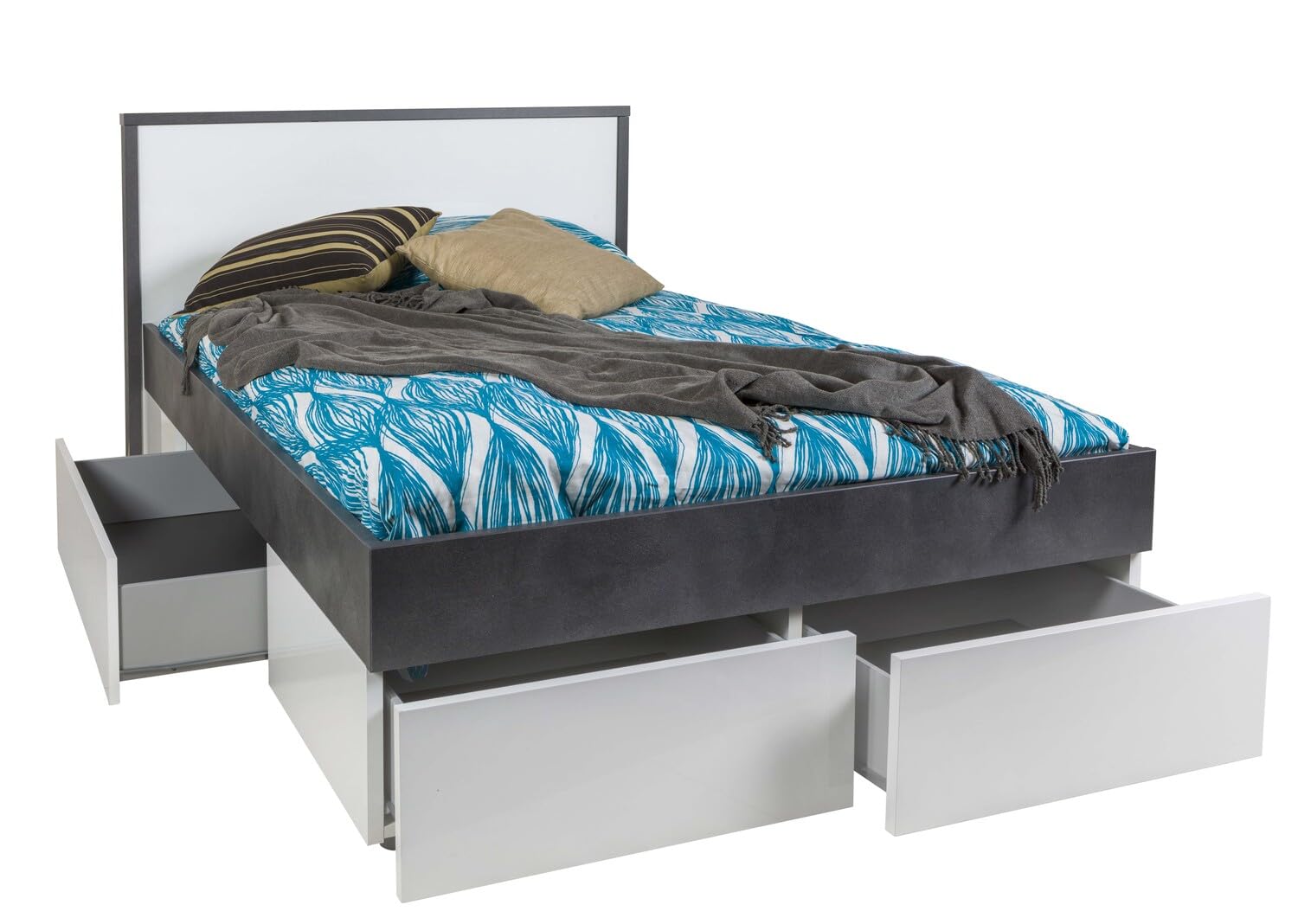 Composad Velata letto 1 piazza e mezza 4 cassetti bianco