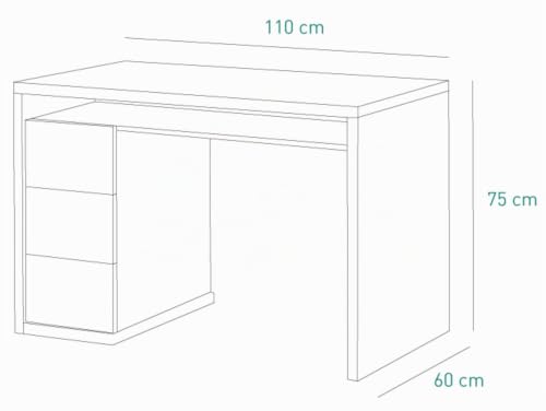 Composad Moneta Scrivania 3 Cassetti Bianco 110 cm