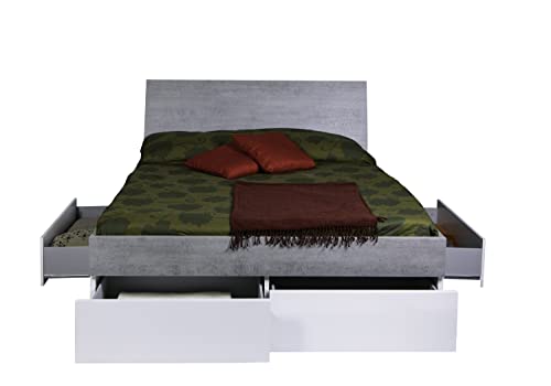 Composad Galaverna Letto Contenitore 4 Cassetti Cemento Bianco