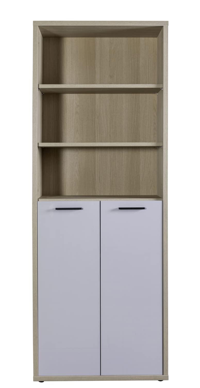 Composad LB4801 Libreria Alta 6 Vani Grigio Laccato 80 cm