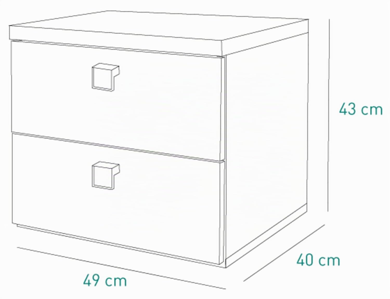 Composad Globo comodino 2 cassetti rovere bianco
