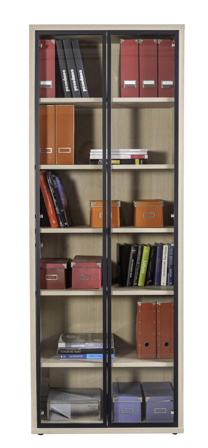 Composad DaVinci libreria alta 2 ante vetro rovere 81 cm