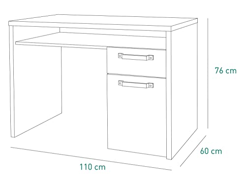 Composad LaFabrica Scrivania 1 Cassetto Rovere Grigio 110 cm