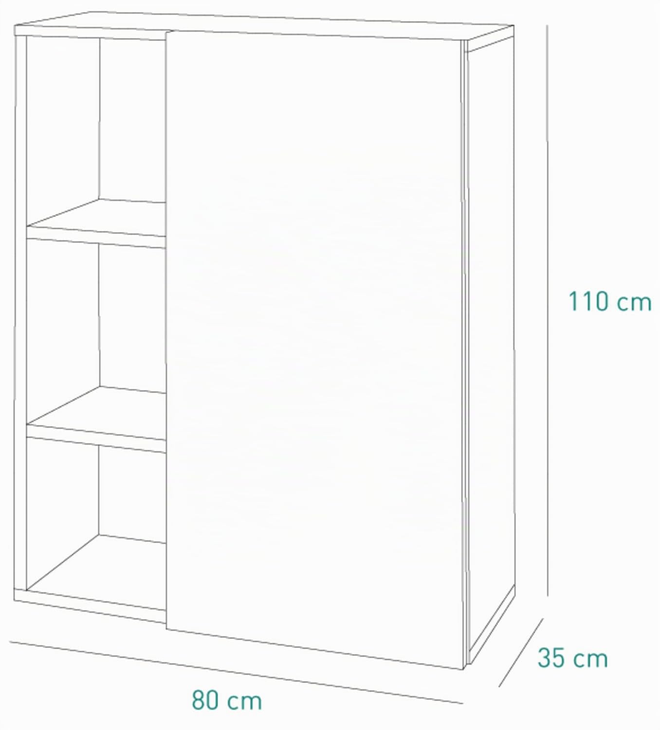 COMPOSAD Core Libreria Bassa 1 Anta 3 Vani Rovere Grigio 80 cm