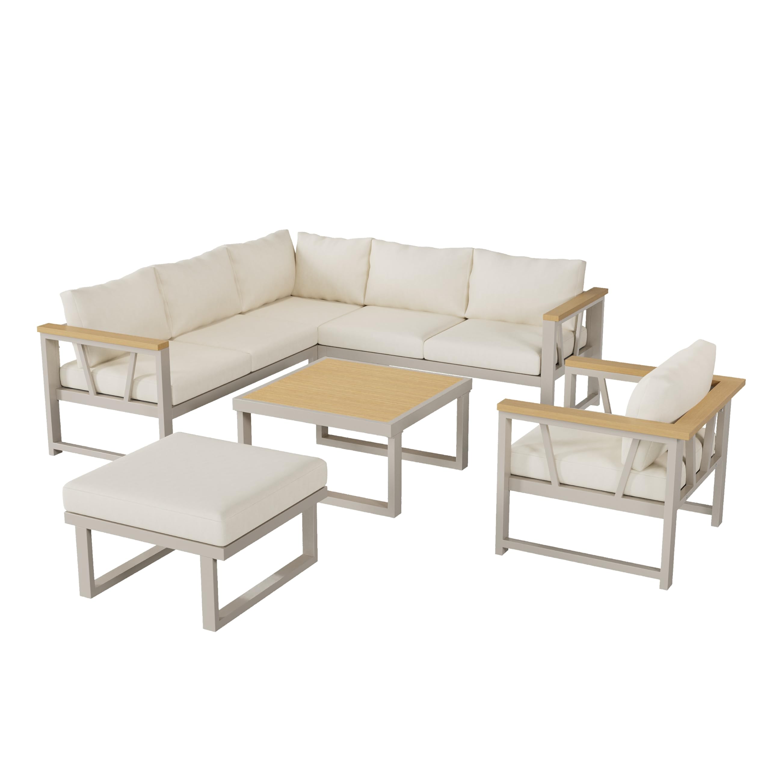 Dolamaní Set Giardino 7 Posti Divano Angolare Beige