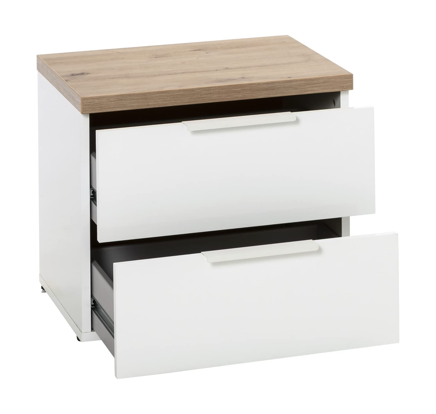 Composad Mundi Bedroom comodino 2 cassetti bianco rovere miele