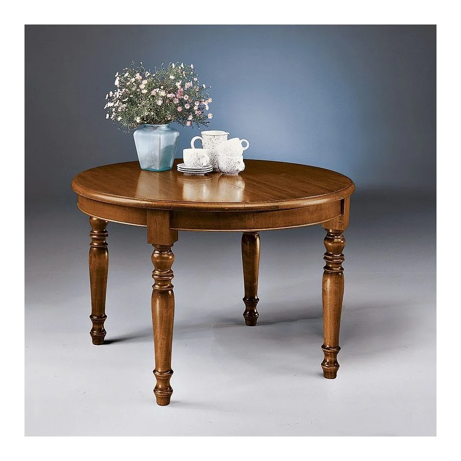 Epocantica tavolo rotondo allungabile legno massello gambe tornite
