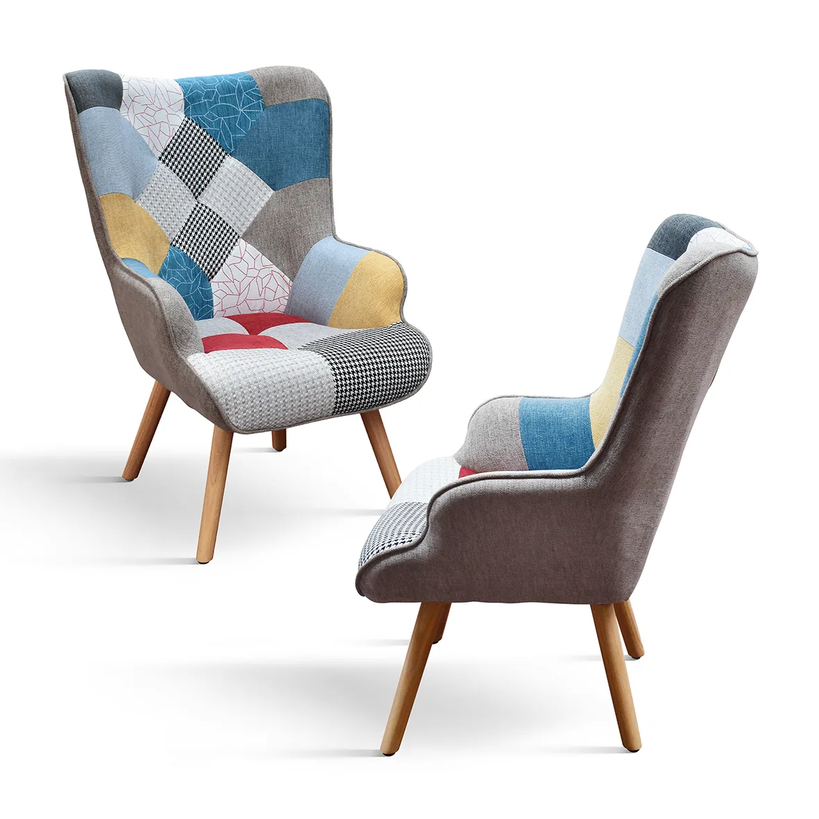 Epocantica Armando Poltrona Patchwork Multicolore Poggiapiedi