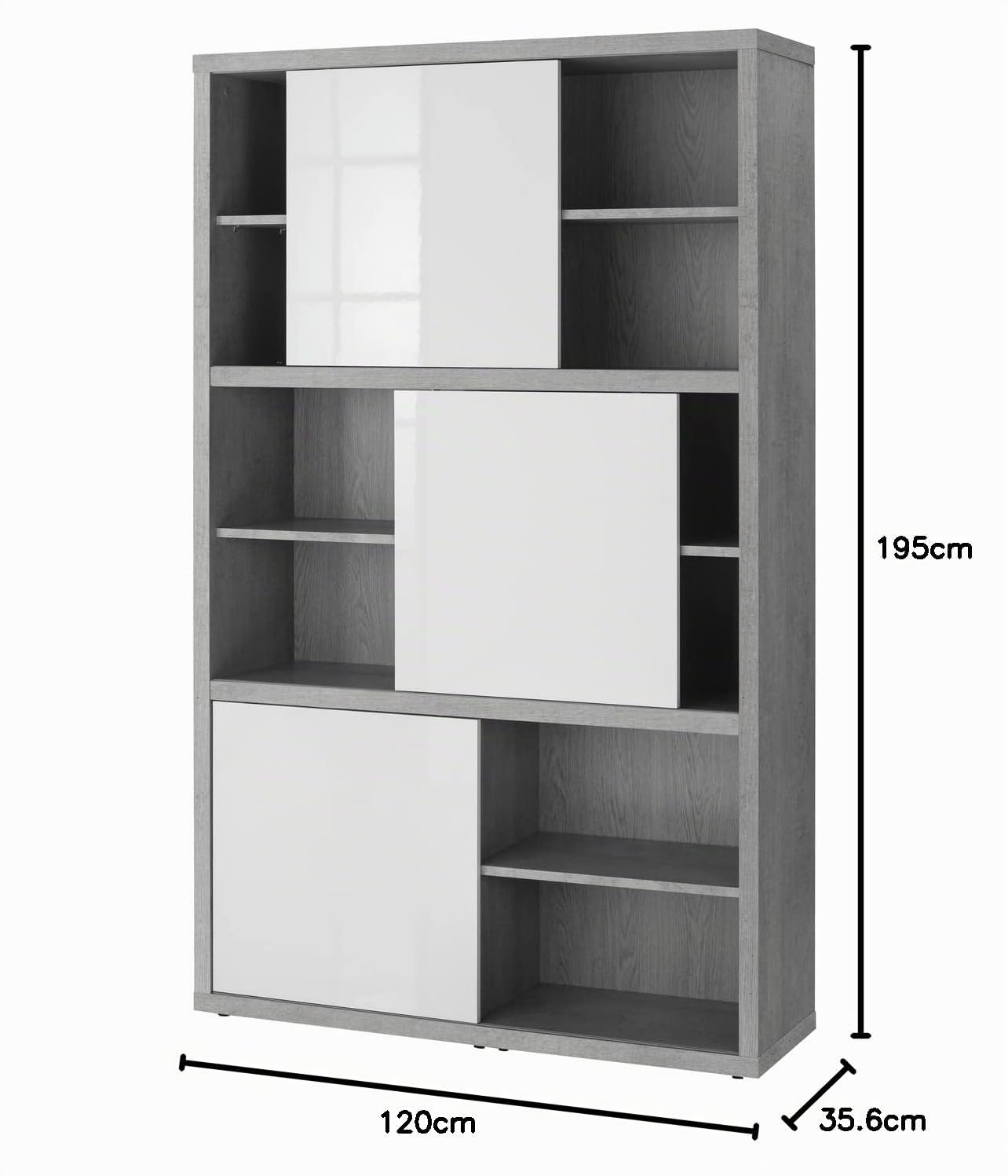 Composad Pratico Libreria Alta 120x195 Cemento Bianco