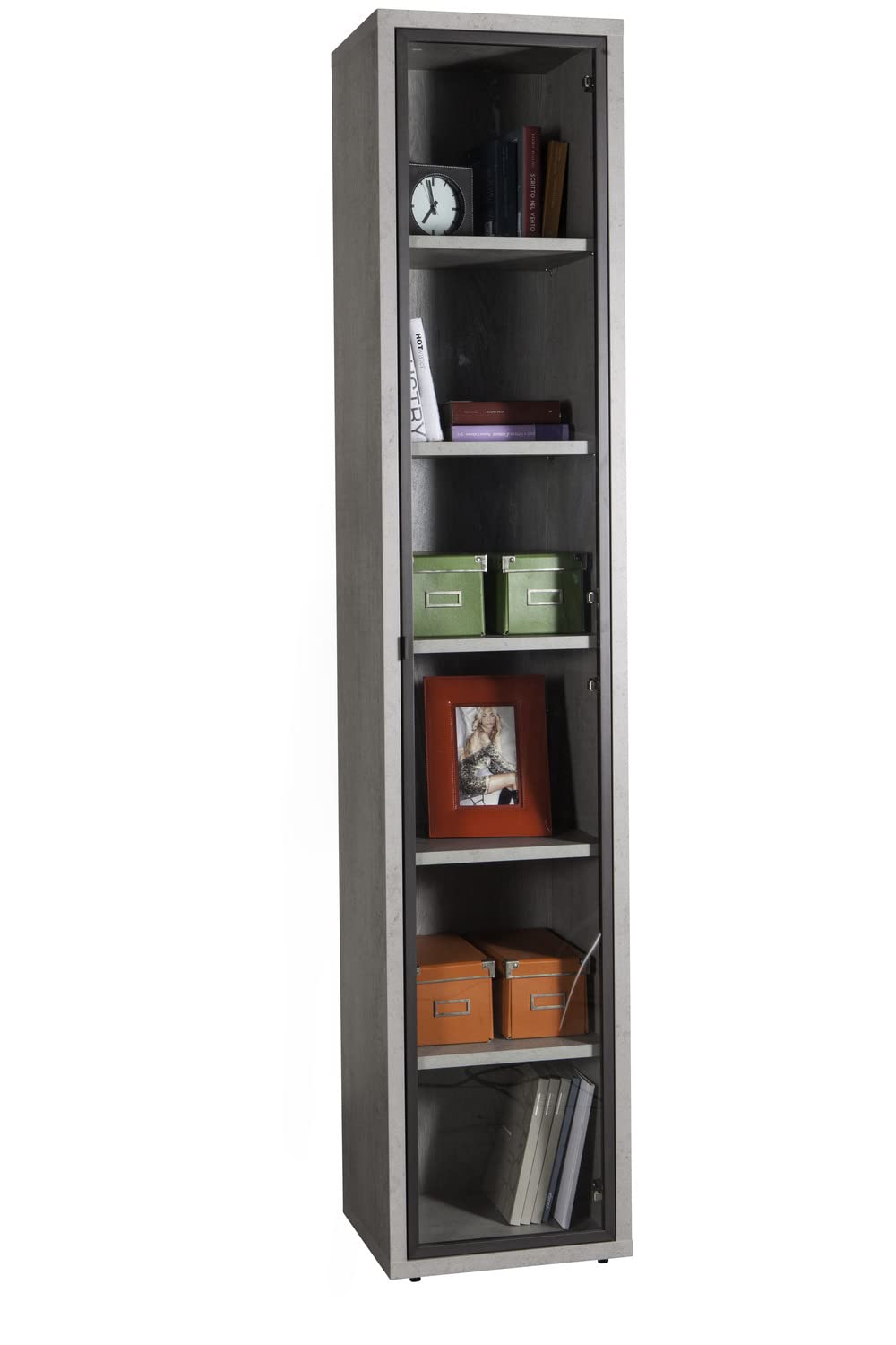Composad Disegno anta vetro libreria alta grigio cemento 44 cm