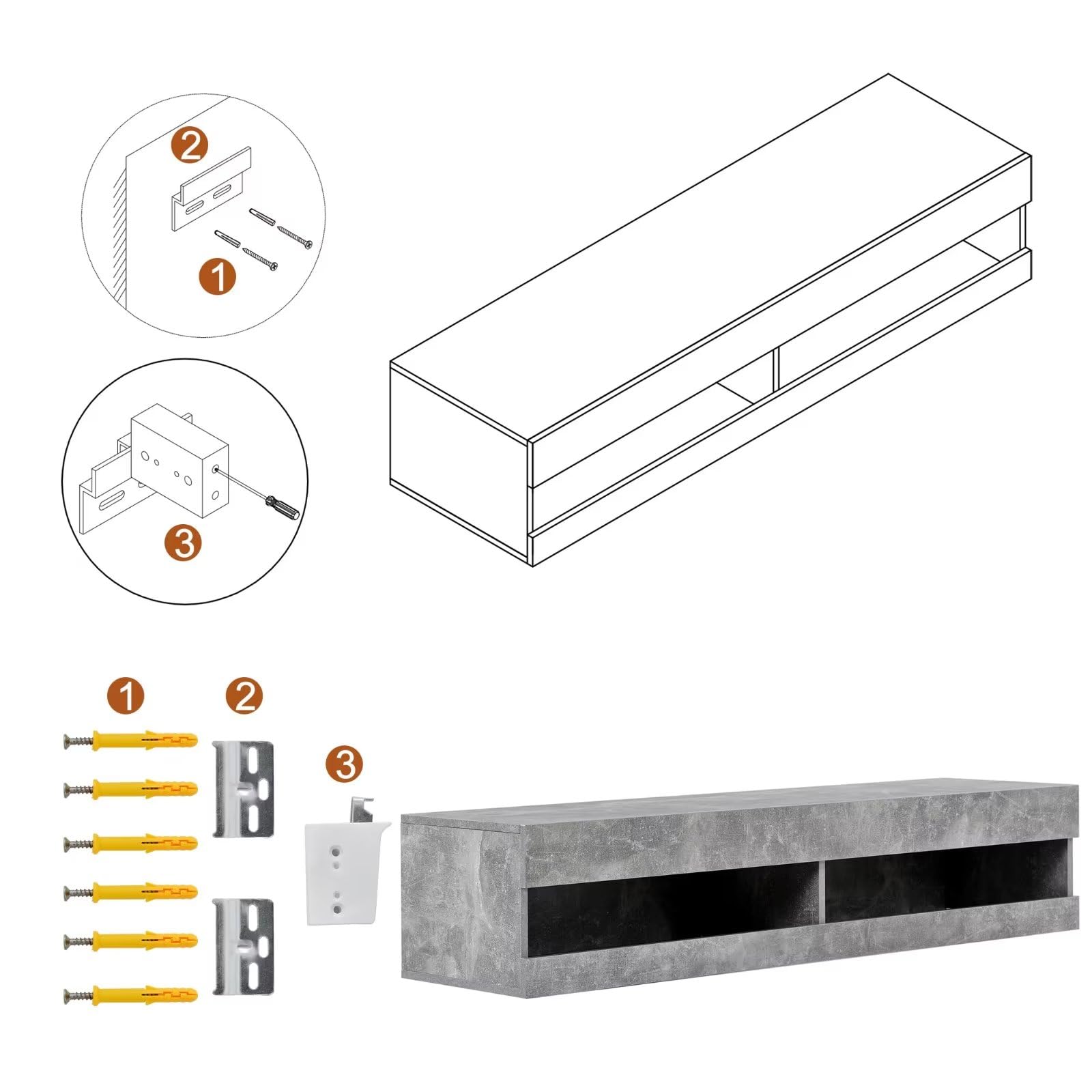 Dolamaní mobile TV grigio 140 cm sospeso