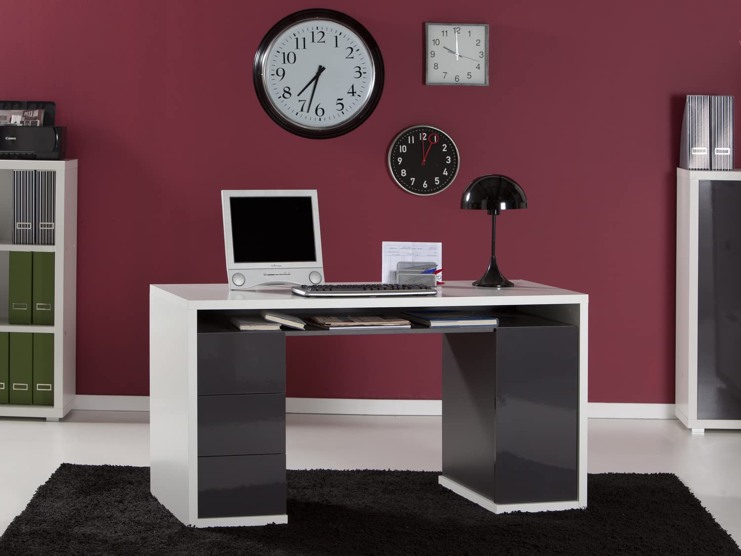 Composad Moneta SR7045 scrivania 3 cassetti bianco grigio