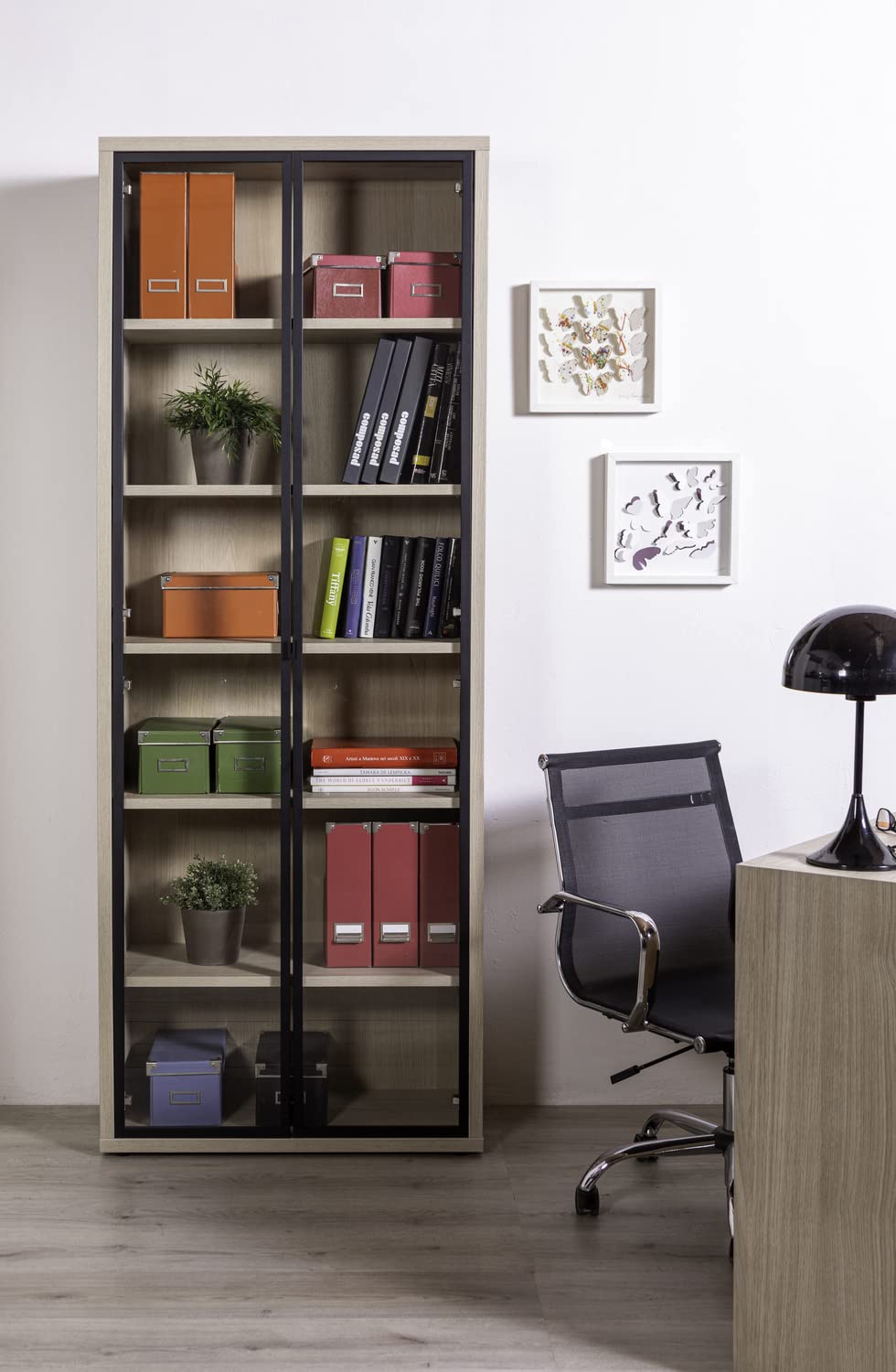 Composad DaVinci libreria alta 2 ante vetro rovere 81 cm