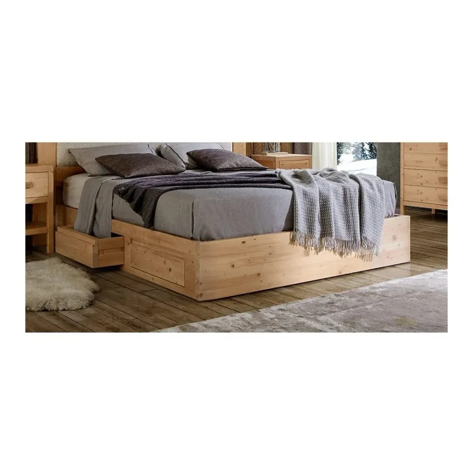 Epocantica basamento letto matrimoniale 4 cassetti abete