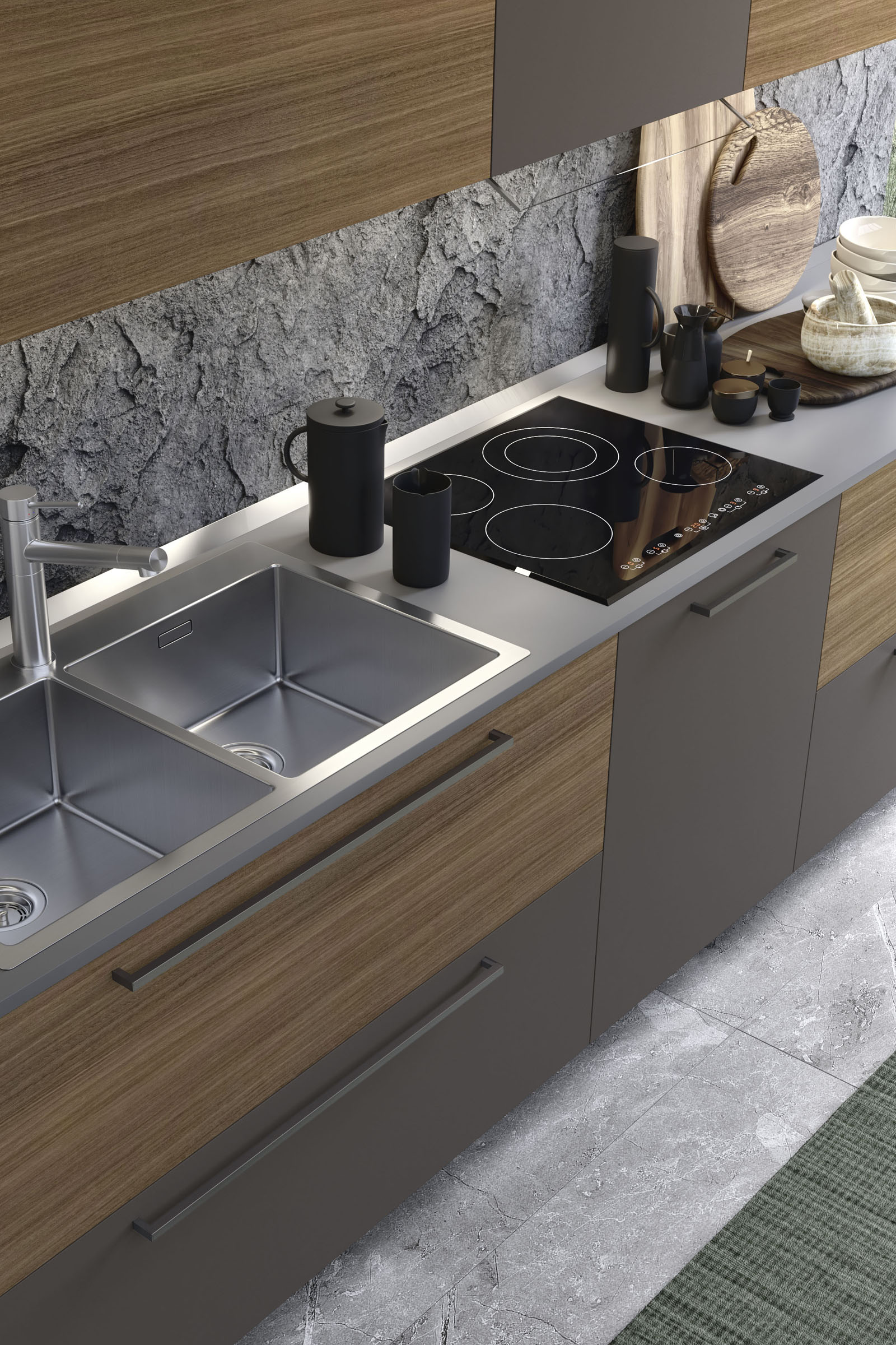 S75 Spot Chloé cucina eucalipto con living