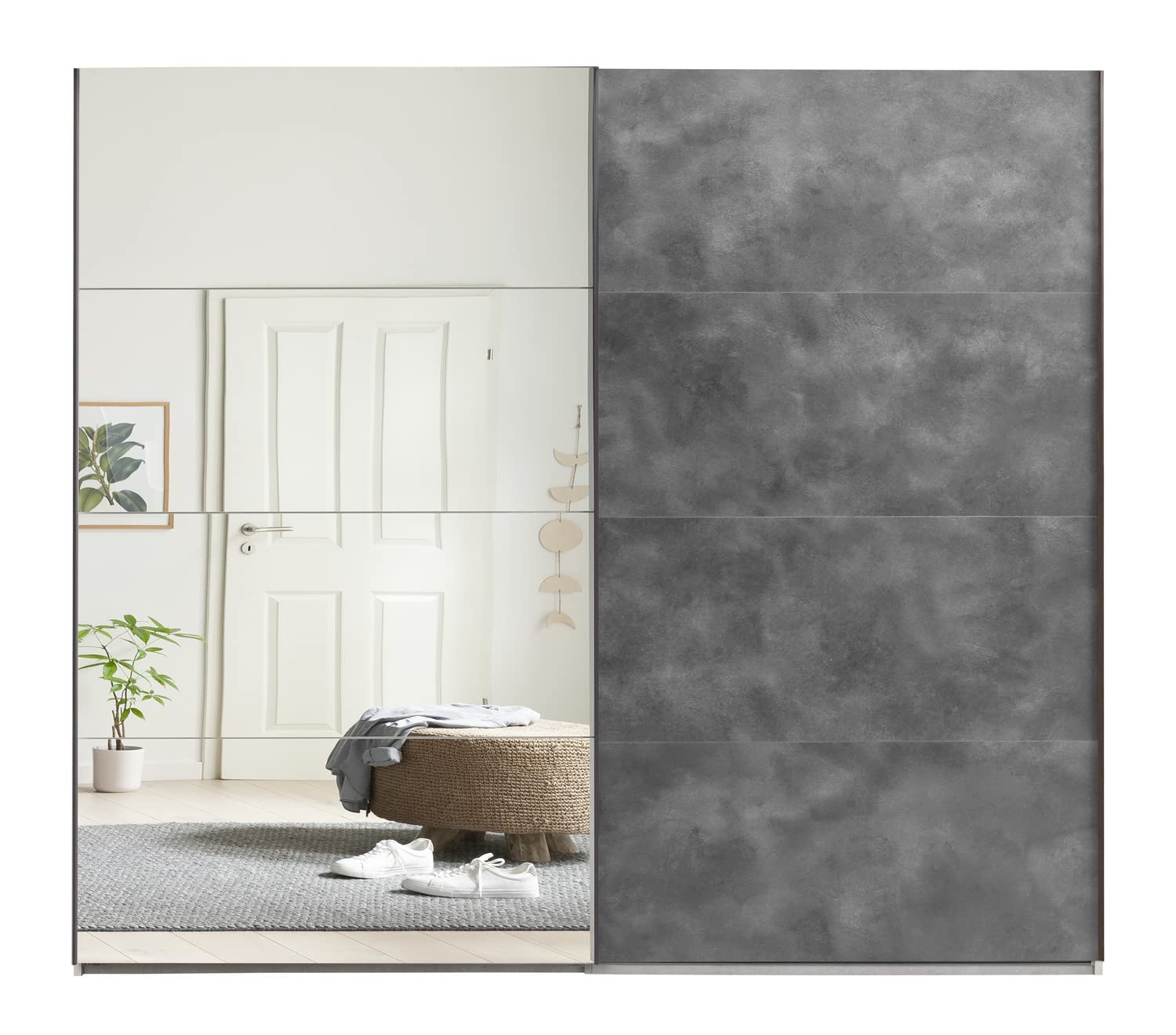 Composad Systema Armadio 2 Ante Scorrevoli 250 cm Bianco Grigio Specchio