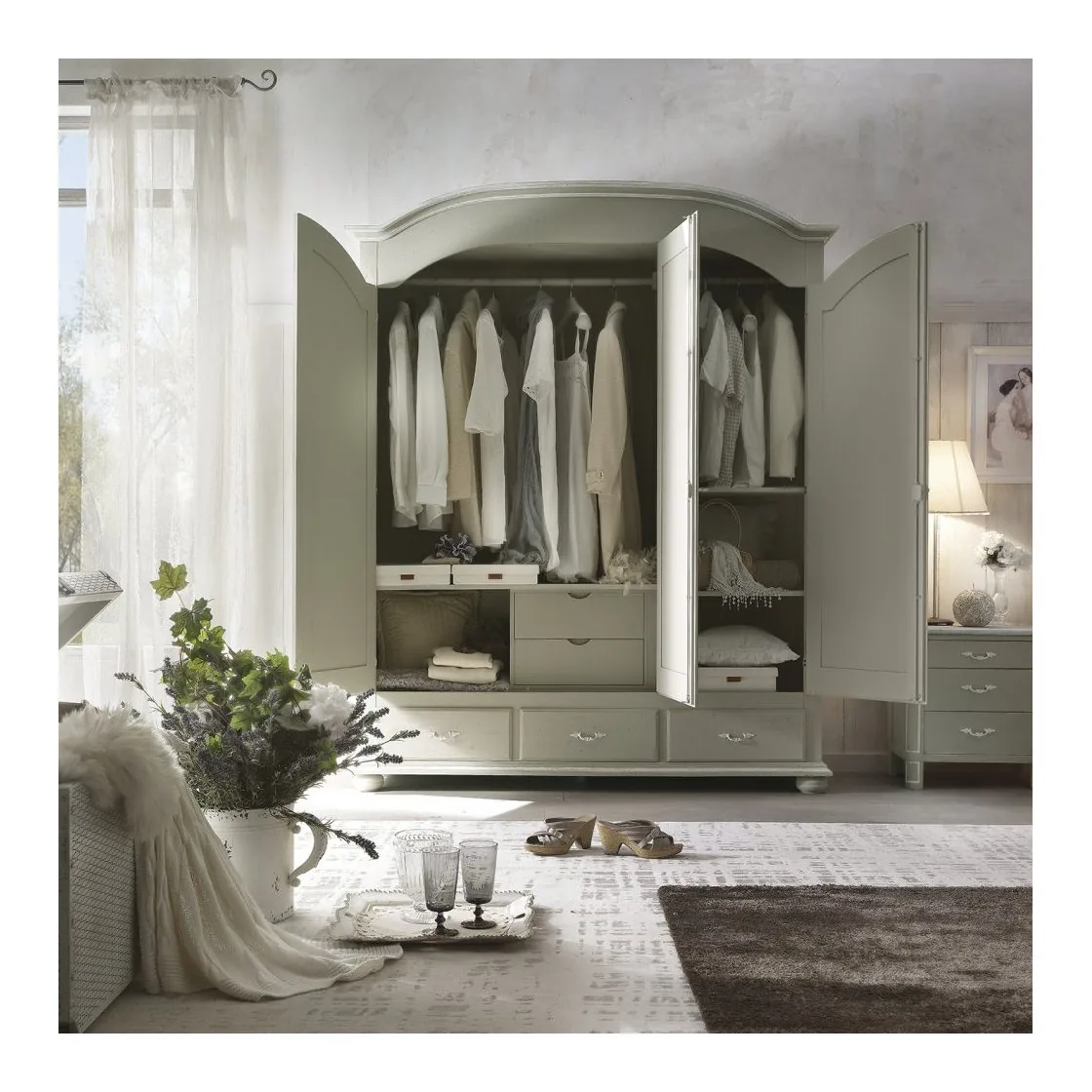 Epocantica Armadio 3 Ante 3 Cassetti Provenzale 181 cm