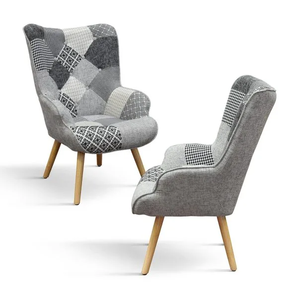 Epocantica Ludovica poltrona patchwork bianco e nero