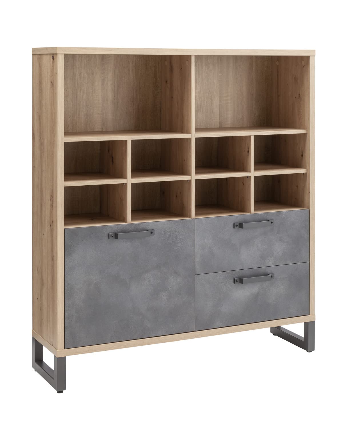 Composad LaFabrica Libreria 2 Cassetti 1 Anta Rovere Grigio Industrial
