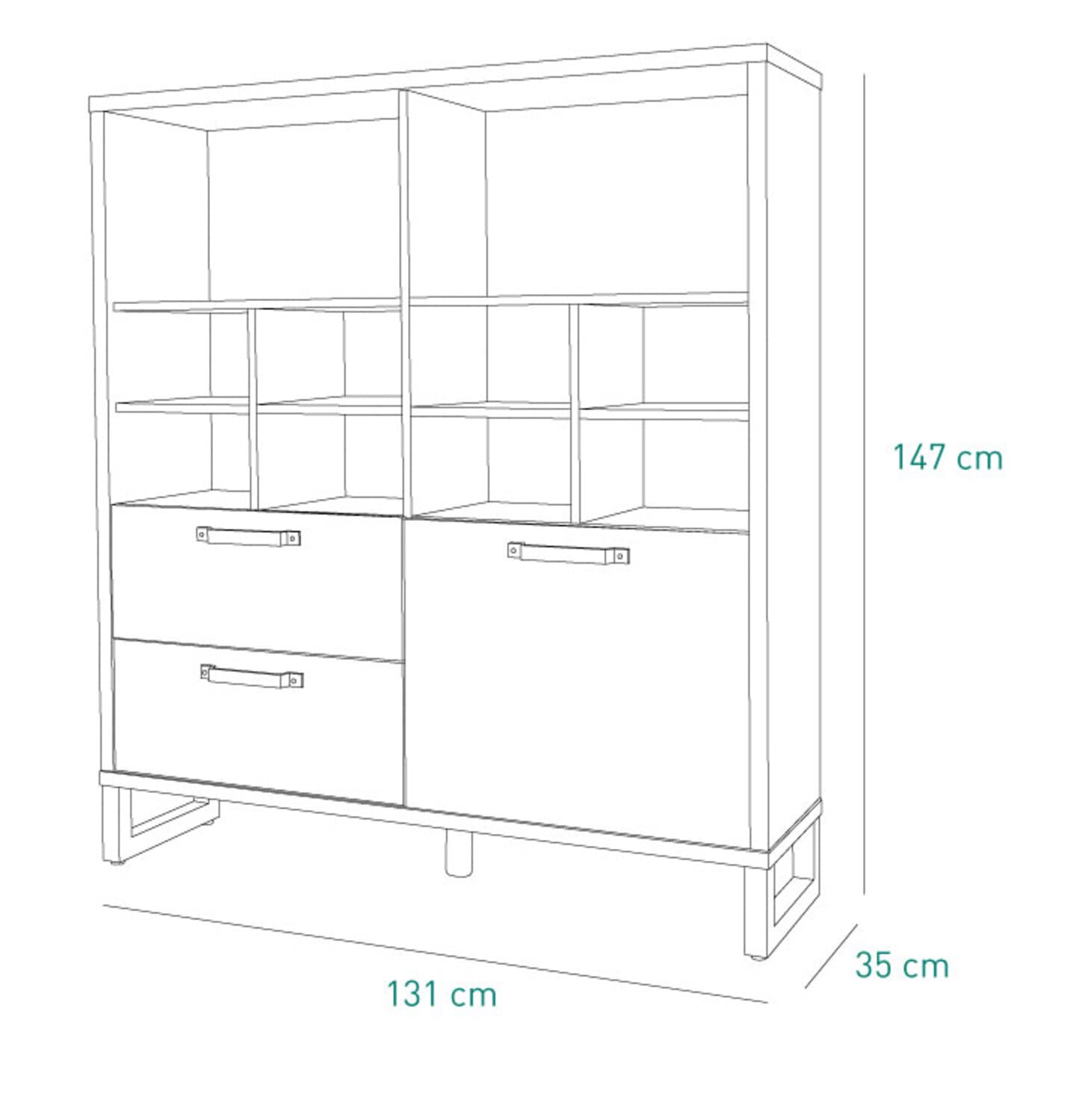 Composad LaFabrica Libreria 2 Cassetti 1 Anta 10 Vani Rovere Grigio