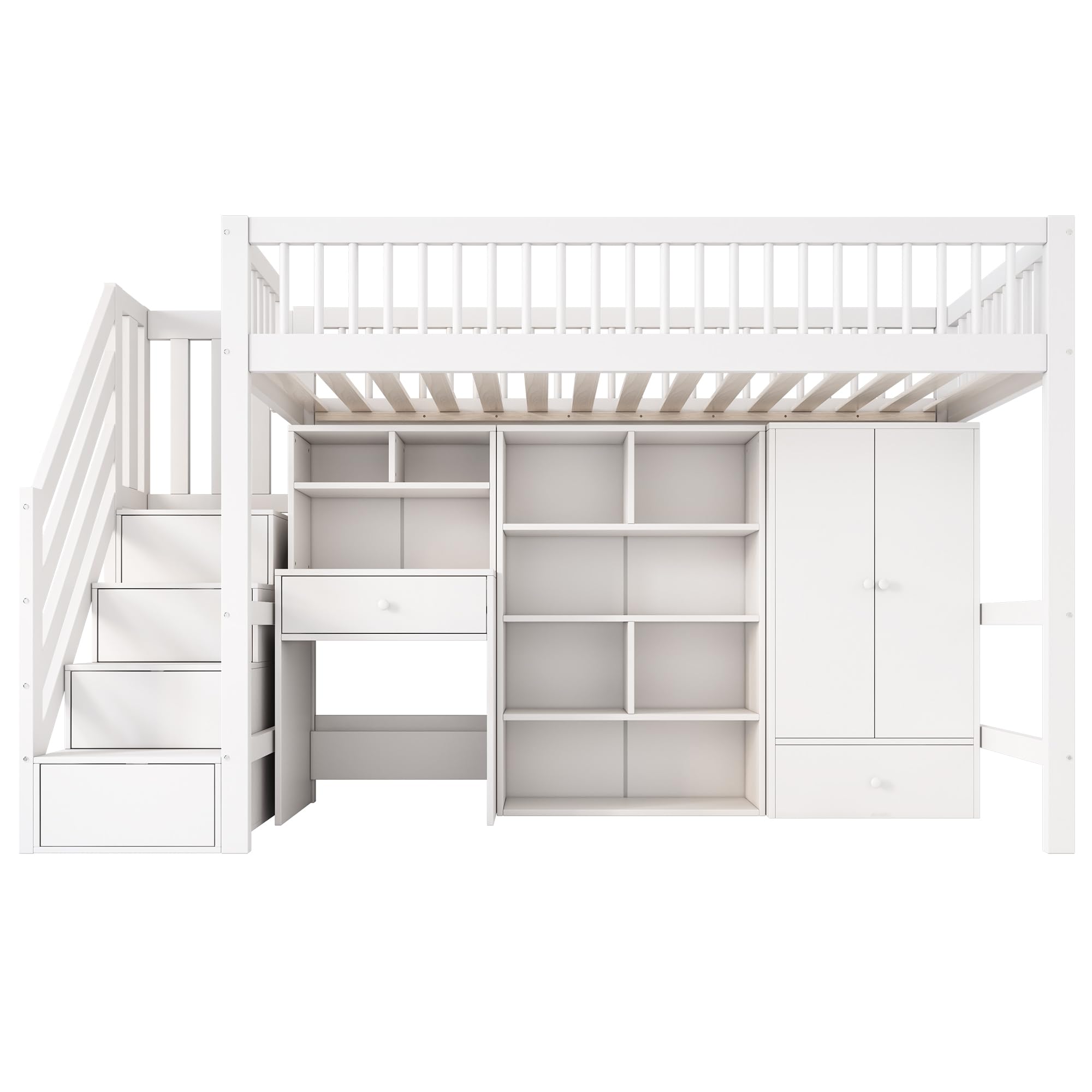 Dolamaní Letto a Soppalco 90x200 con Scrivania Bianco in Legno