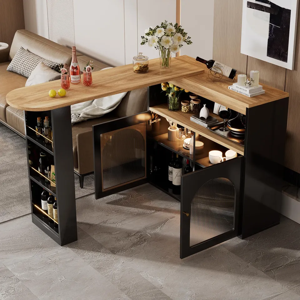 Dolamaní tavolo bar allungabile 138-193 cm nero con LED