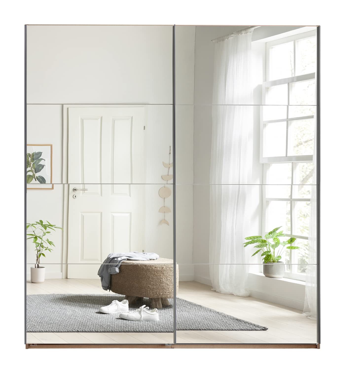 Composad Systema Armadio 2 Ante Scorrevoli Specchio 200 Rovere Miele
