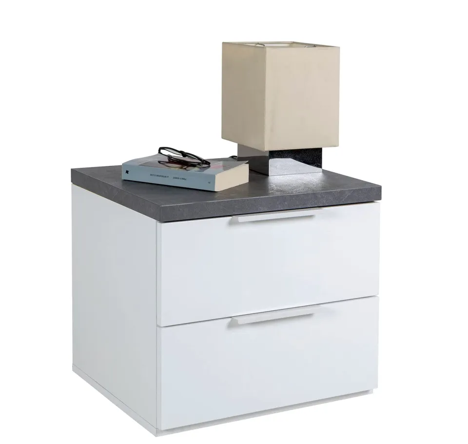 Composad Mundi Bedroom comodino 2 cassetti grigio bianco