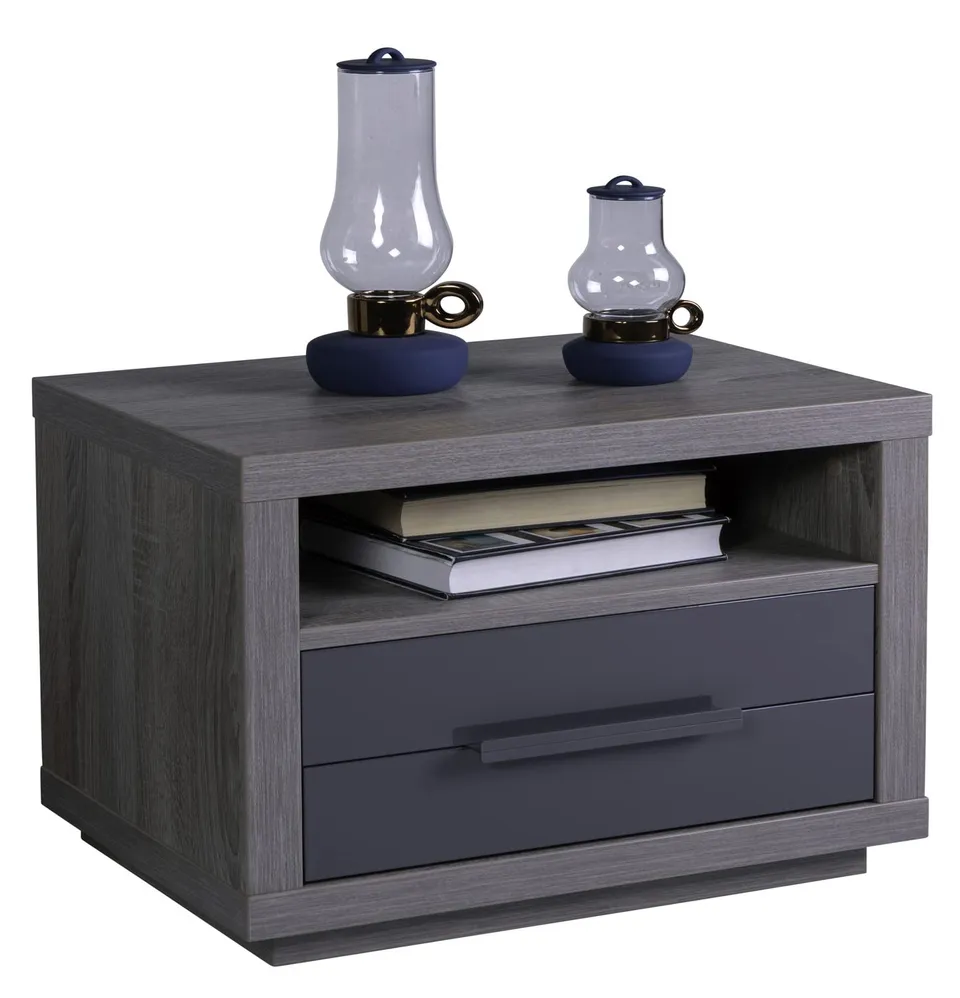 Composad Comodino 1 Cassetto 1 Vano Rovere Grigio 70 cm