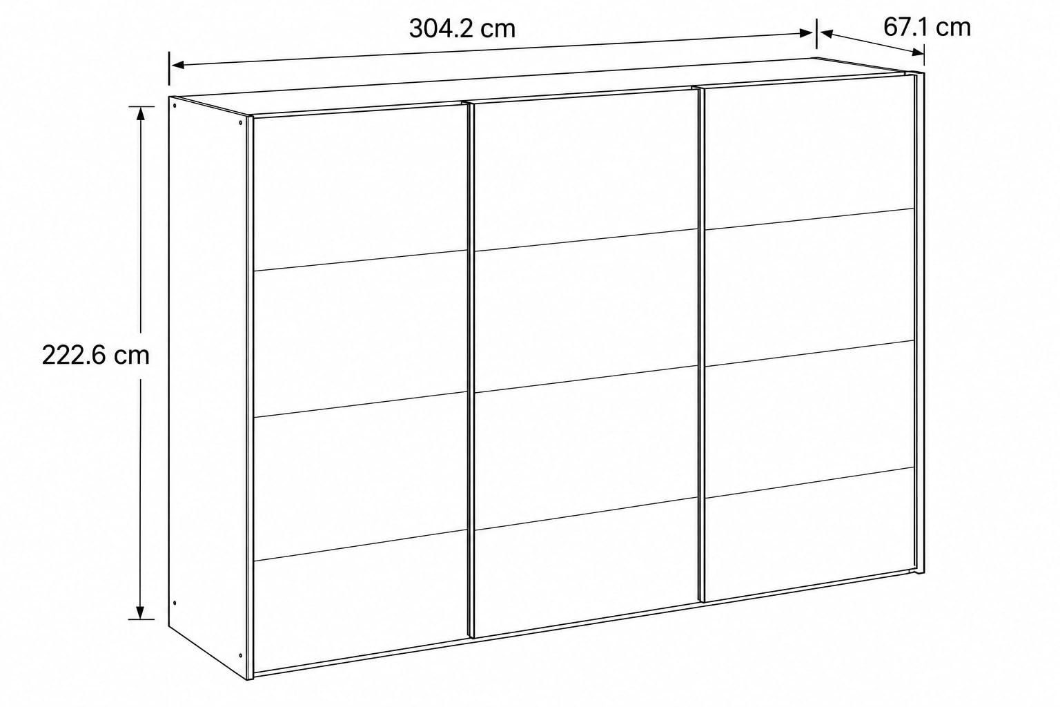 Composad Systema Armadio 3 Ante Scorrevoli Bianco Laccato 304 cm