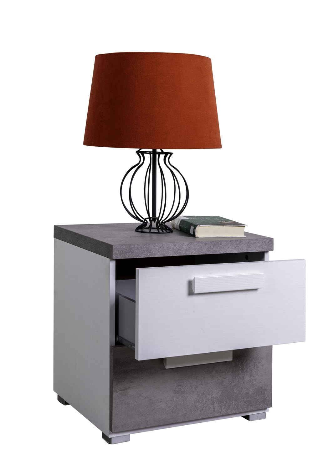Composad Ador'A Comodino 2 Cassetti Cemento Bianco 49 cm