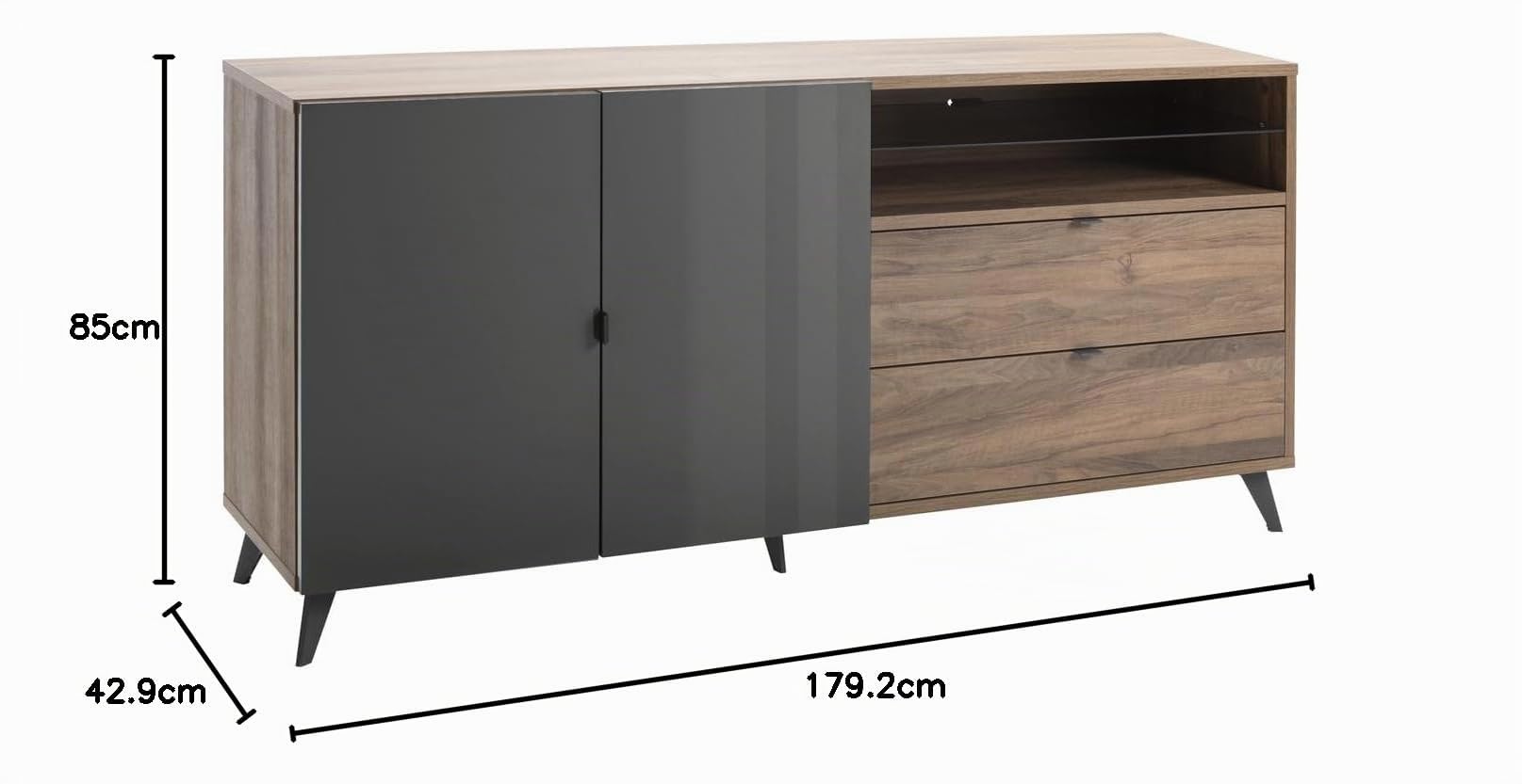 Composad Infinito Madia 2 Ante LED Noce Brera 179 cm