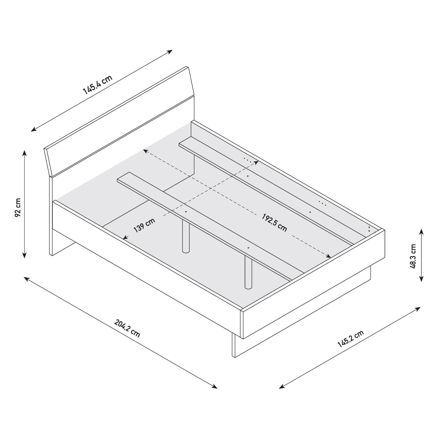 Composad letto matrimoniale alla francese 140x190 bianco laccato
