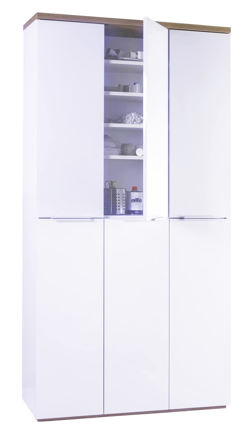 Composad Mundi Armadio 6 Ante Rovere Bianco Ripiani